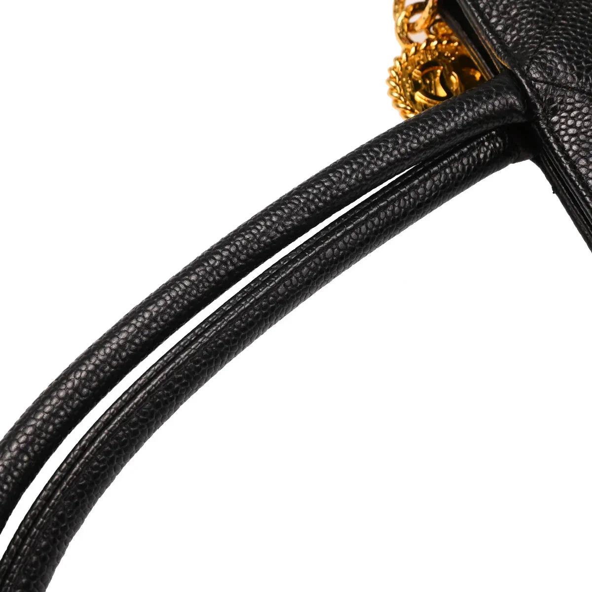 Chanel 2000-2001 Black Caviar Medallion Tote Handbag