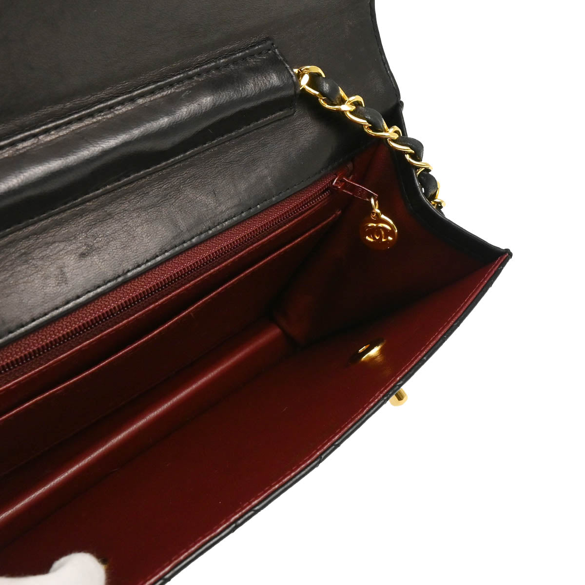 Chanel 1989-1991 Black Lambskin 2way Shoulder Handbag