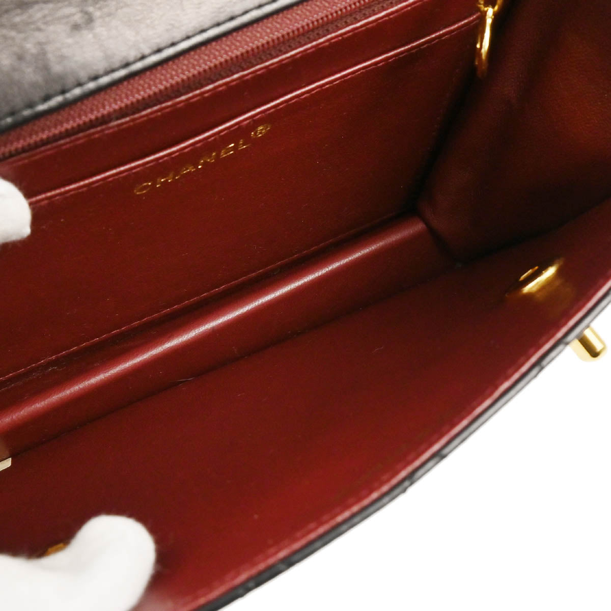 Chanel 1989-1991 Black Lambskin 2way Shoulder Handbag