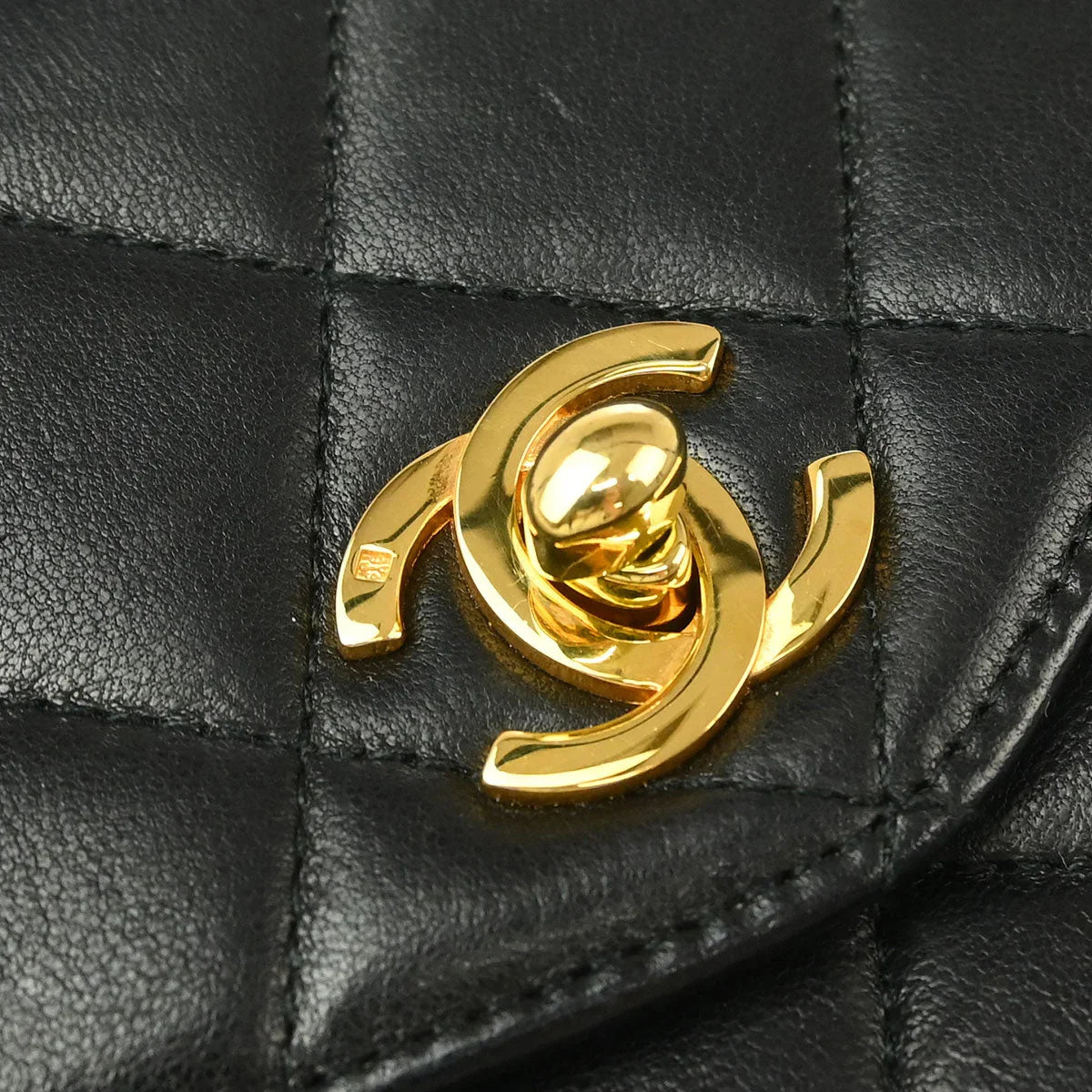 Chanel 1996-1997 Black Lambskin Top Handle Handbag