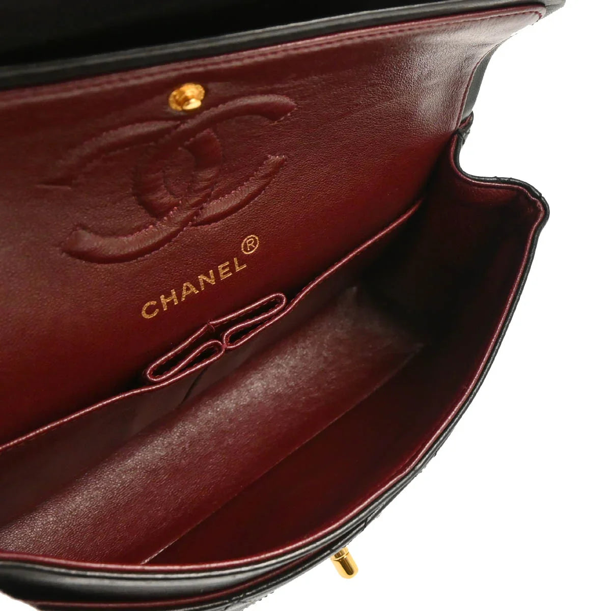 Chanel 1994-1996 Black Lambskin Small Classic Double Flap Shoulder Bag