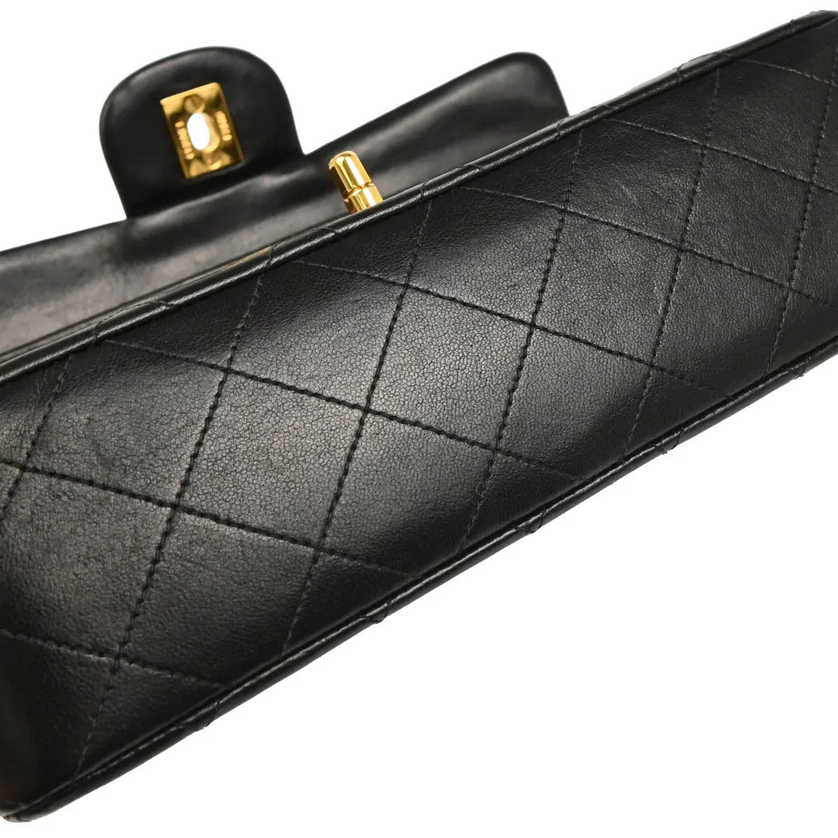 Chanel 1994-1996 Black Lambskin Small Classic Double Flap Shoulder Bag