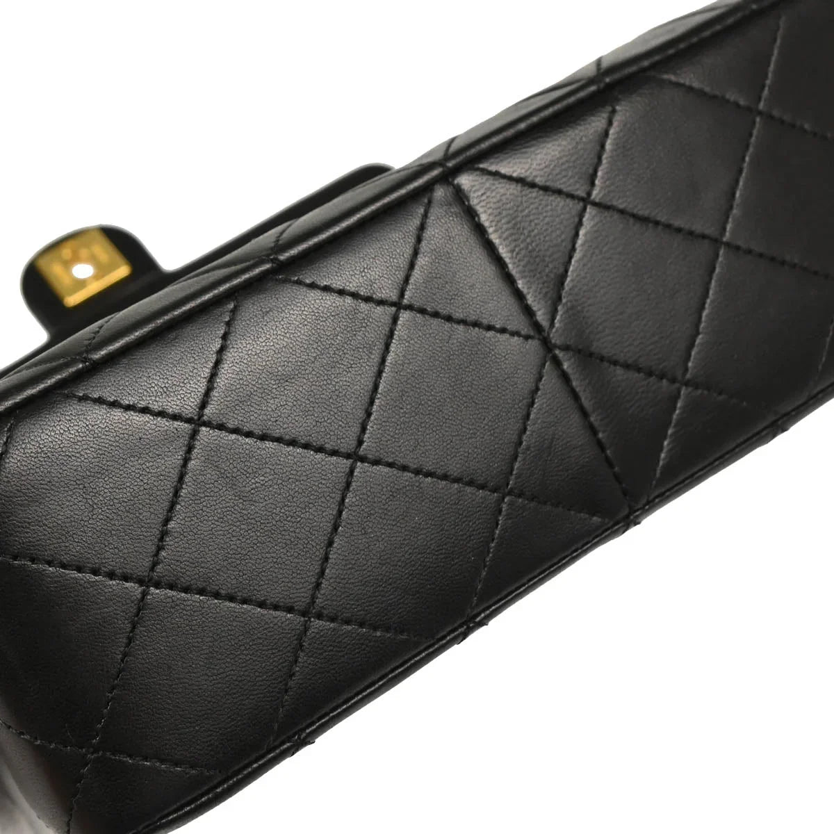 Chanel 1989-1991 Black Lambskin Classic Square Flap Shoulder Bag