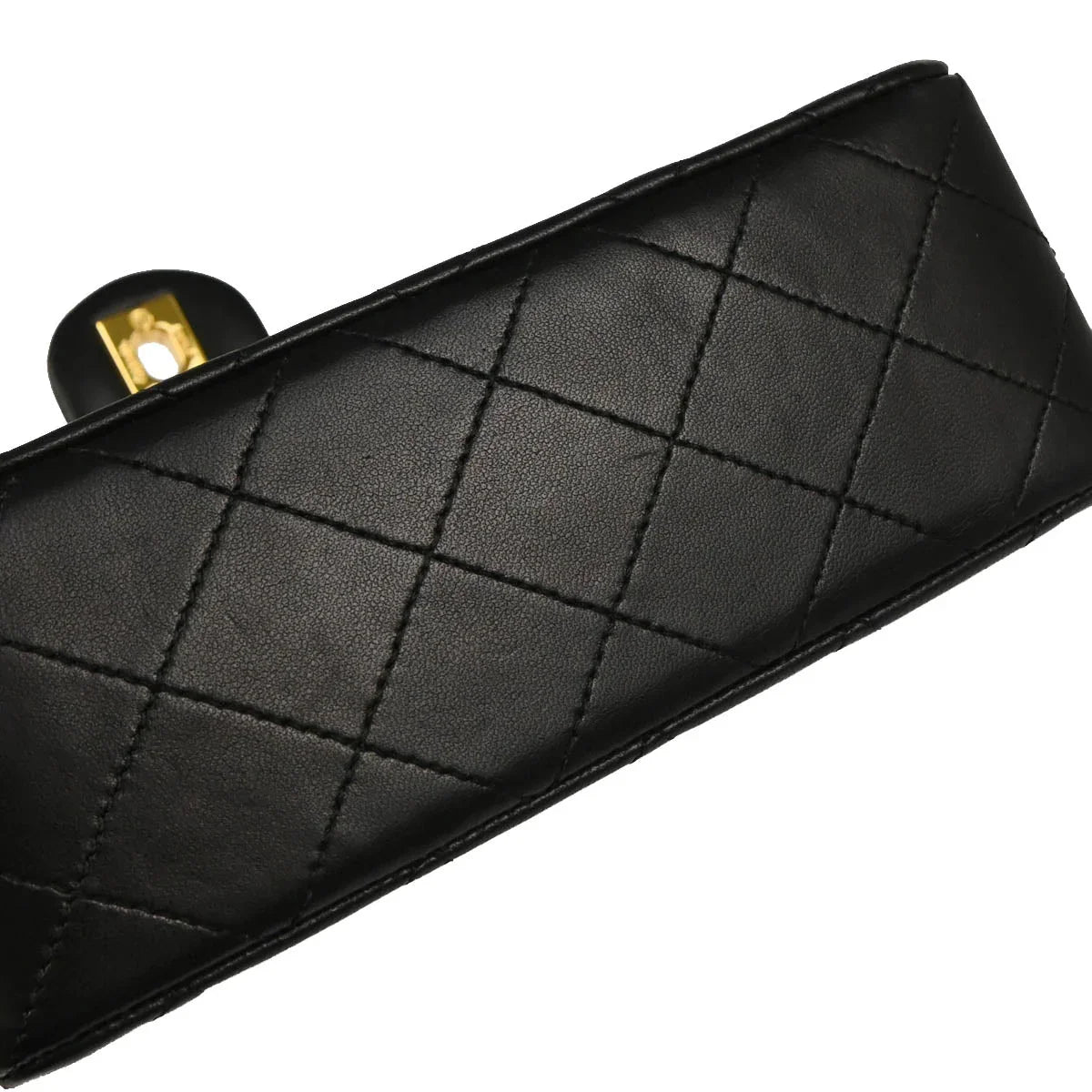 Chanel 1986-1988 Black Lambskin Mini Classic Square Flap Shoulder Bag