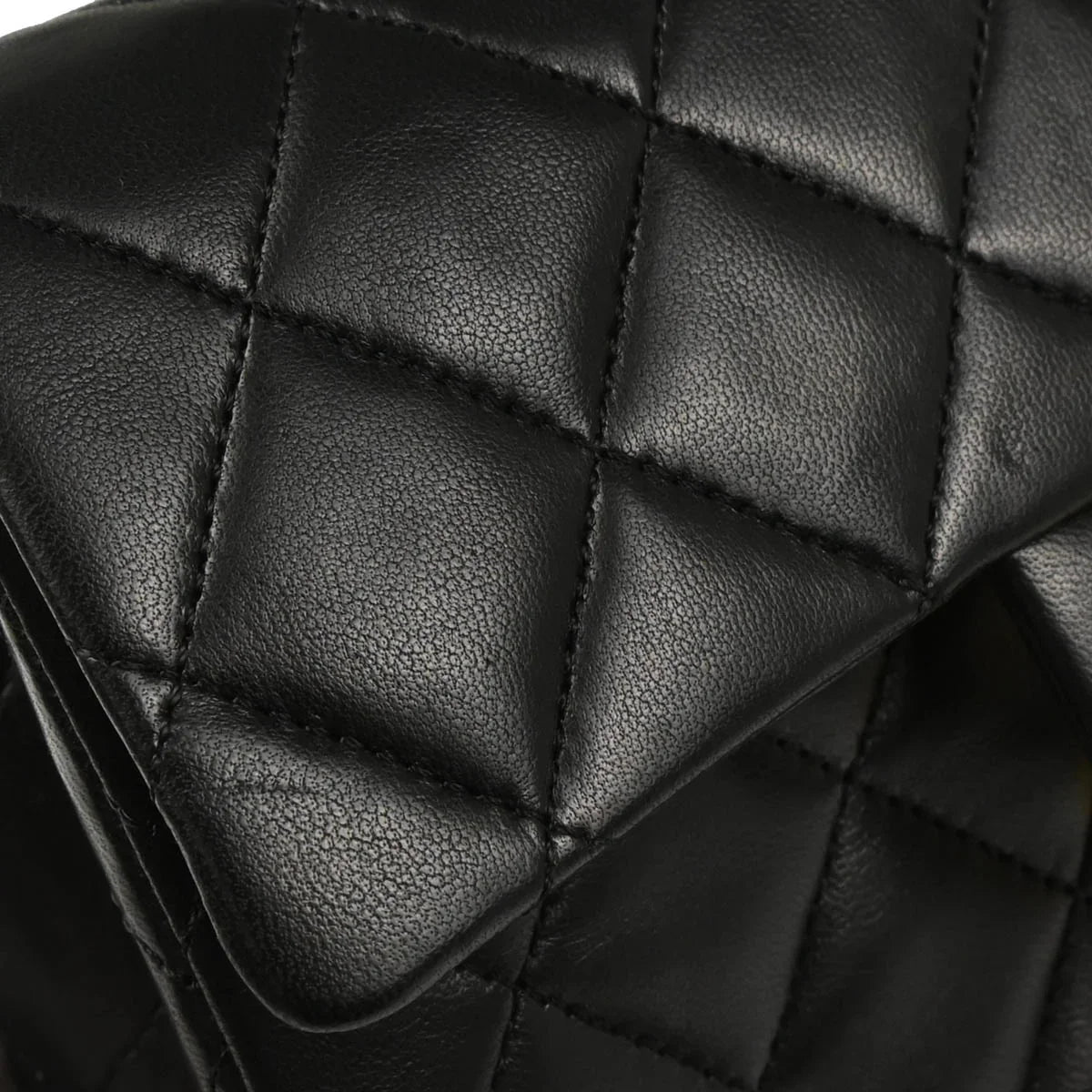 Chanel 1986-1988 Black Lambskin Mini Classic Square Flap Shoulder Bag