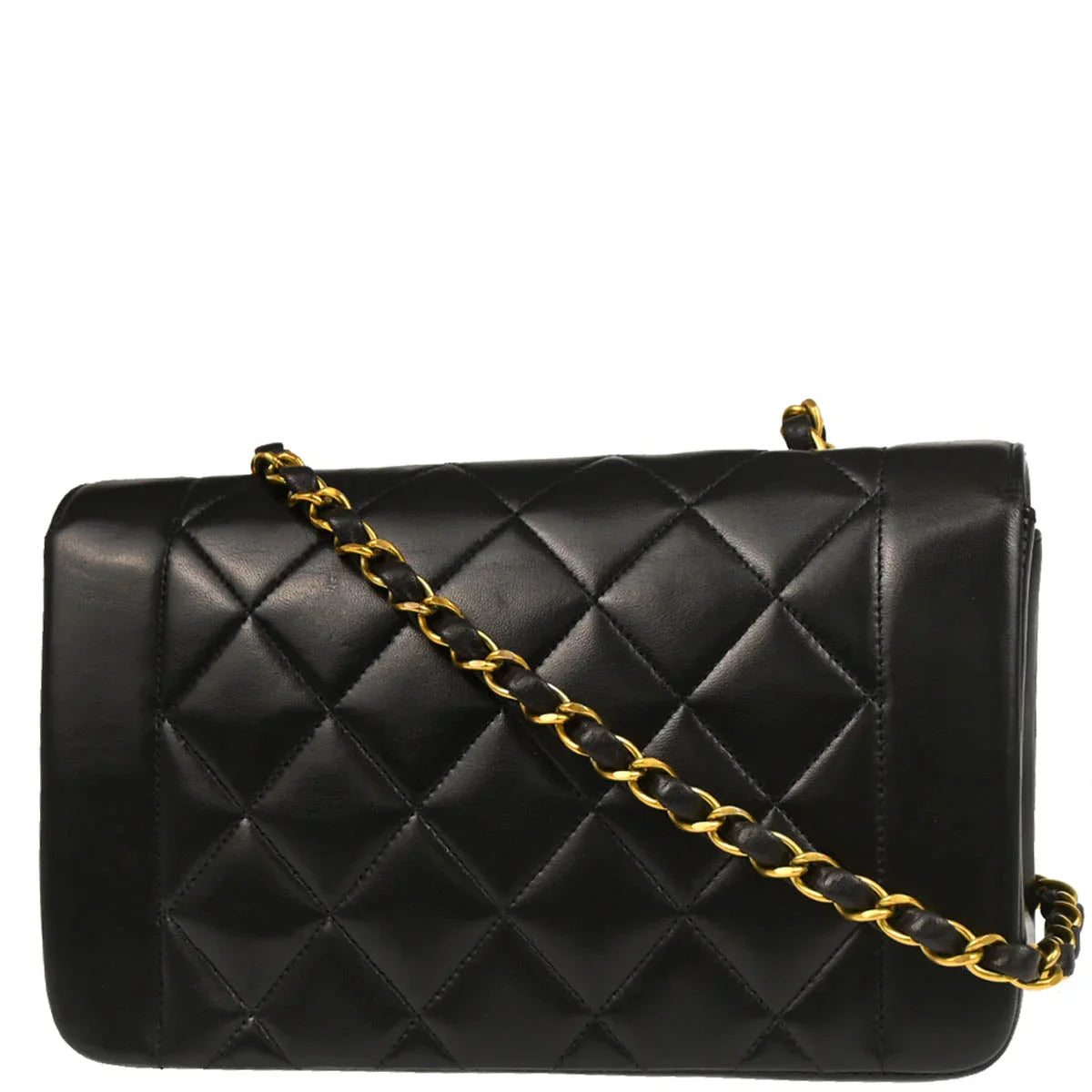 Chanel 1994-1996 Black Lambskin Small Diana Shoulder Bag