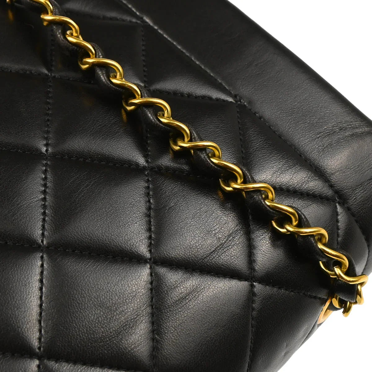 Chanel 1994-1996 Black Lambskin Small Diana Shoulder Bag
