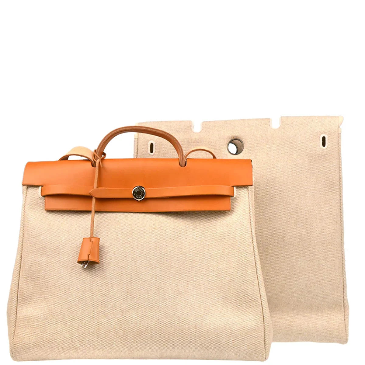Hermes 2000 Beige Toile H Herbag MM 2 in 1 2way Shoulder Handbag