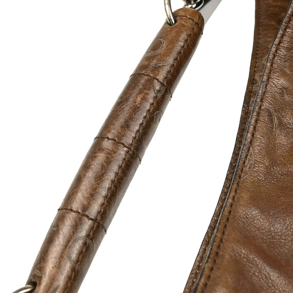 Chanel 2003-2004 Brown Calfskin Graffiti Mademoiselle Hobo Handbag