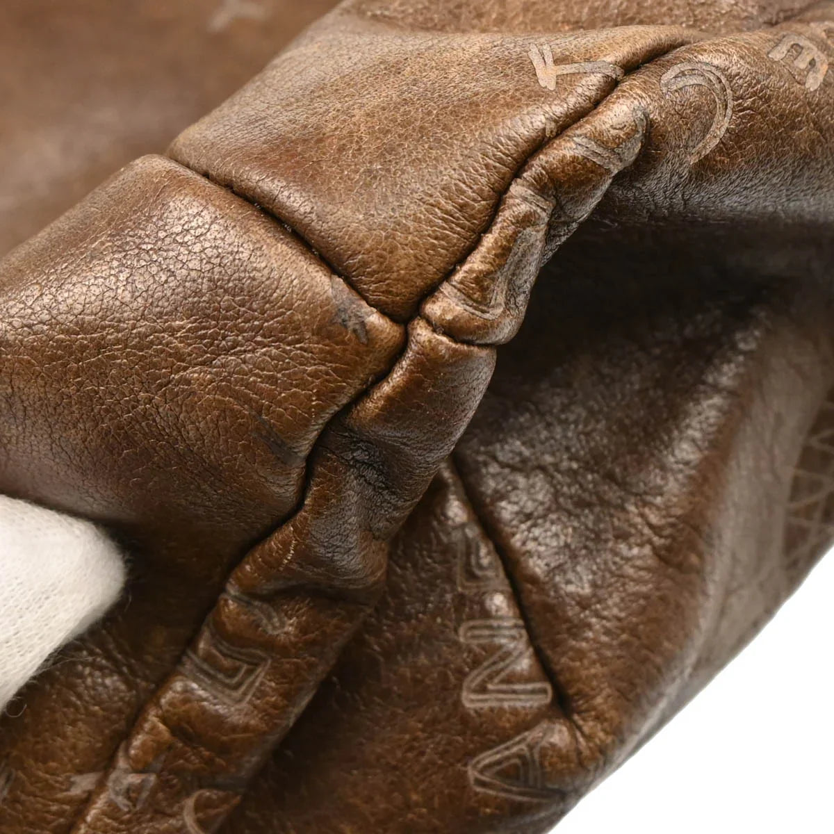 Chanel 2003-2004 Brown Calfskin Graffiti Mademoiselle Hobo Handbag