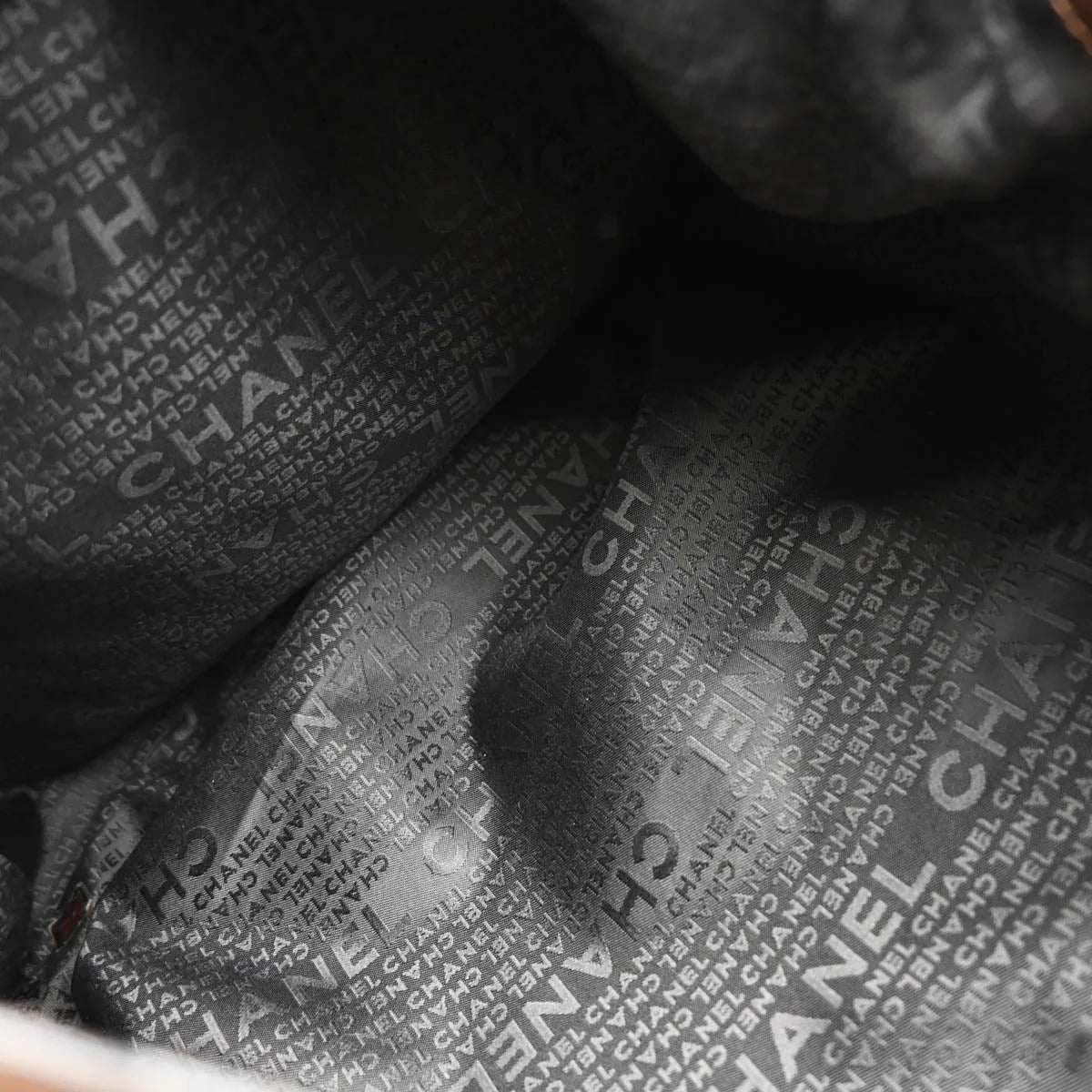 Chanel 2003-2004 Brown Calfskin Graffiti Mademoiselle Hobo Handbag