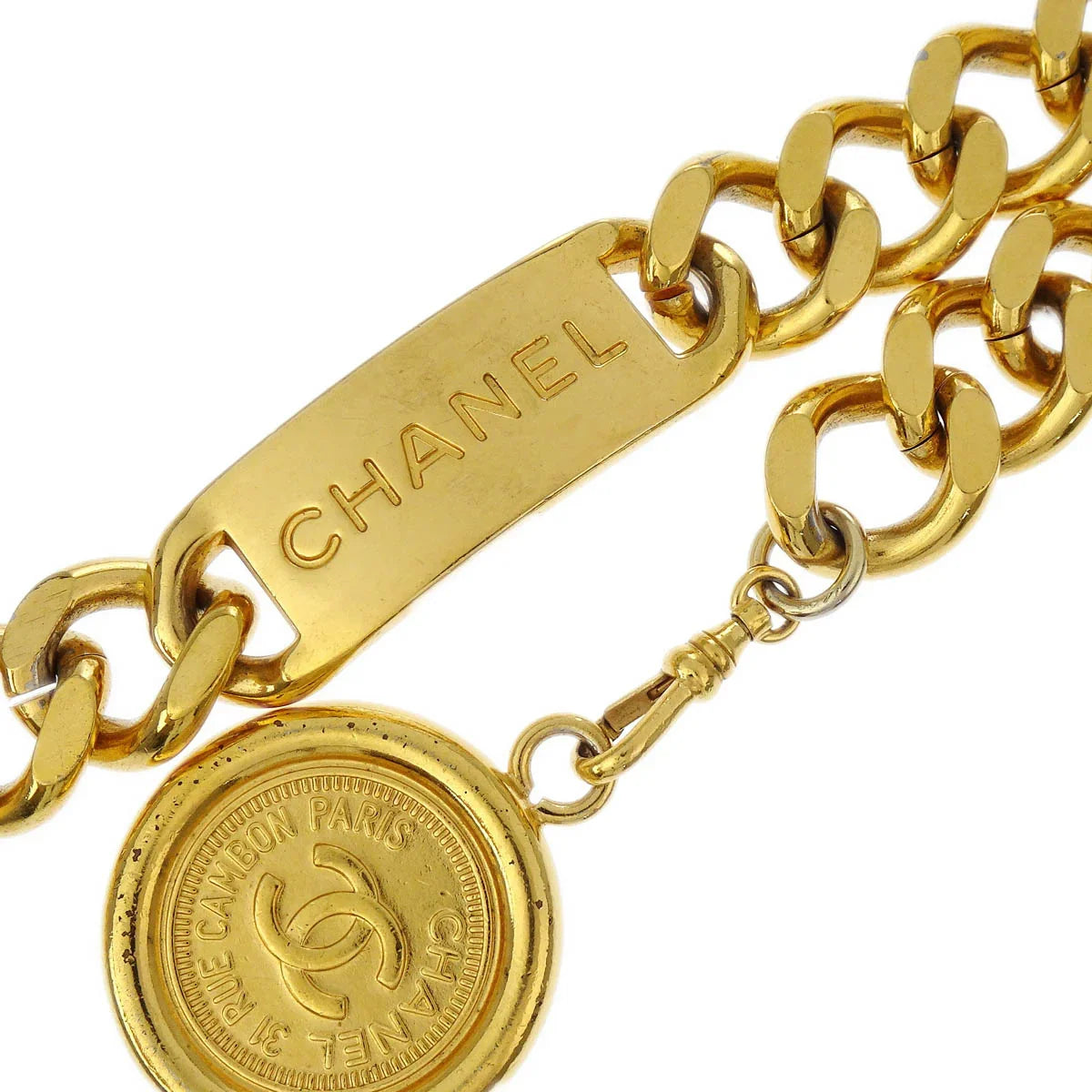 Chanel Chain Belt Medallion Gold 95P Small Good