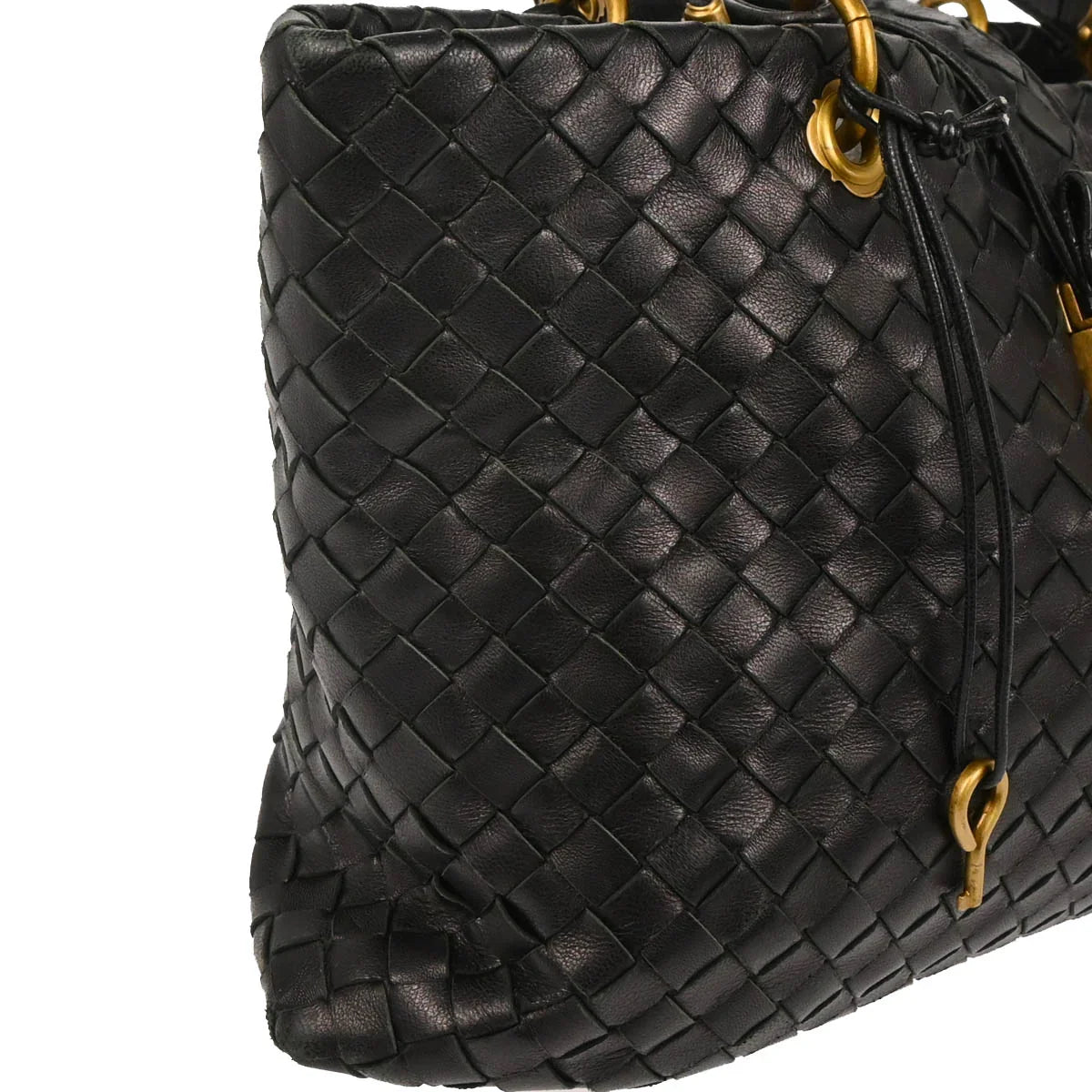 Bottega Veneta Black Intrecciato Capri Tote Handbag