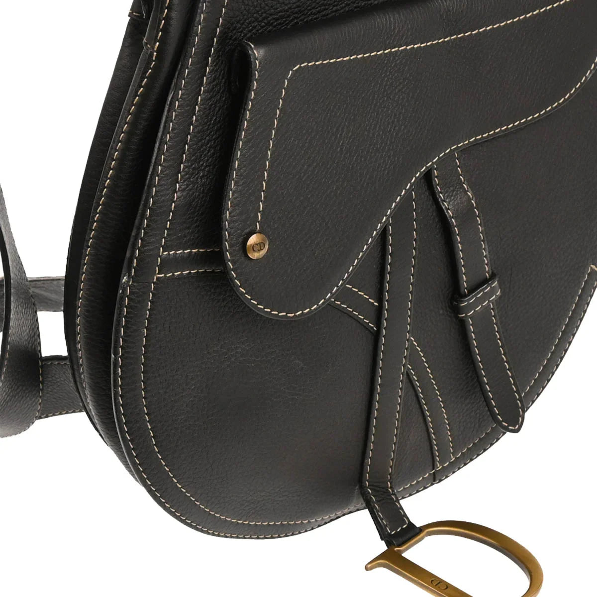 Christian Dior 2002 Black Leather Saddle Shoulder Bag