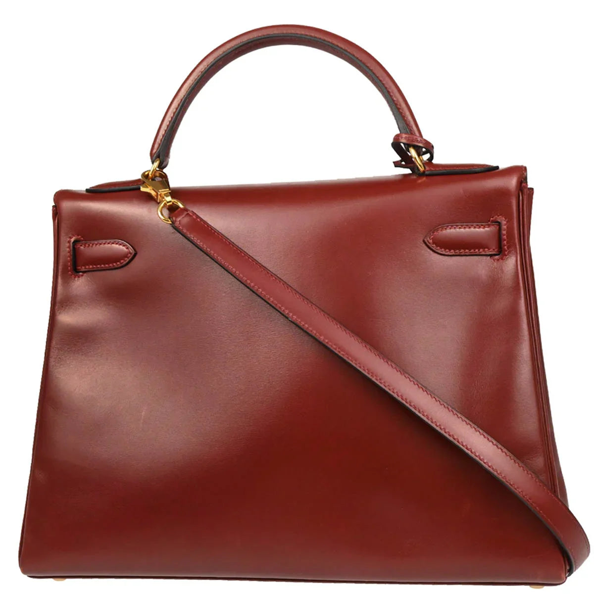 Hermes 1999 Rouge H Box Calf Kelly 32 Retourne Handbag