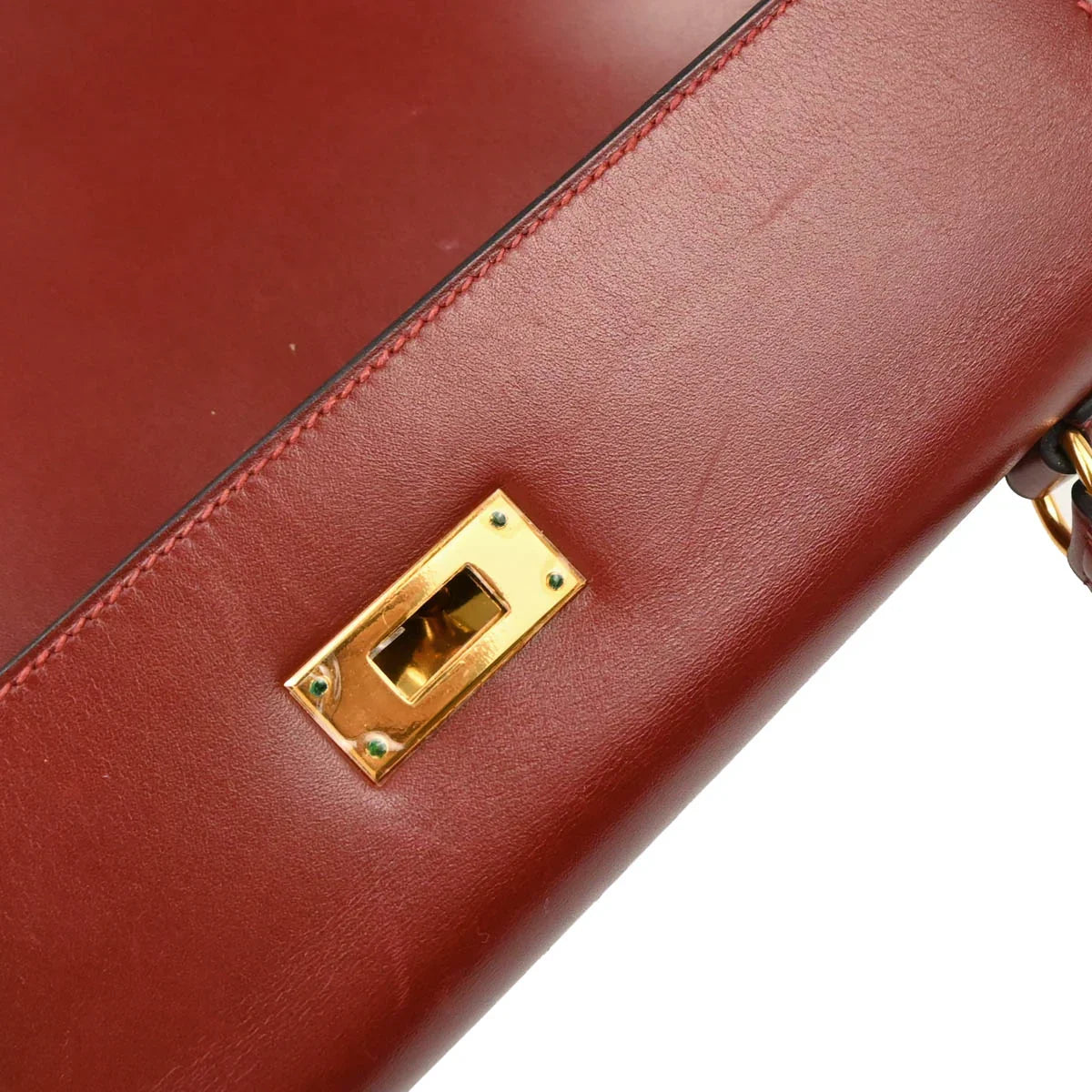 Hermes 1999 Rouge H Box Calf Kelly 32 Retourne Handbag
