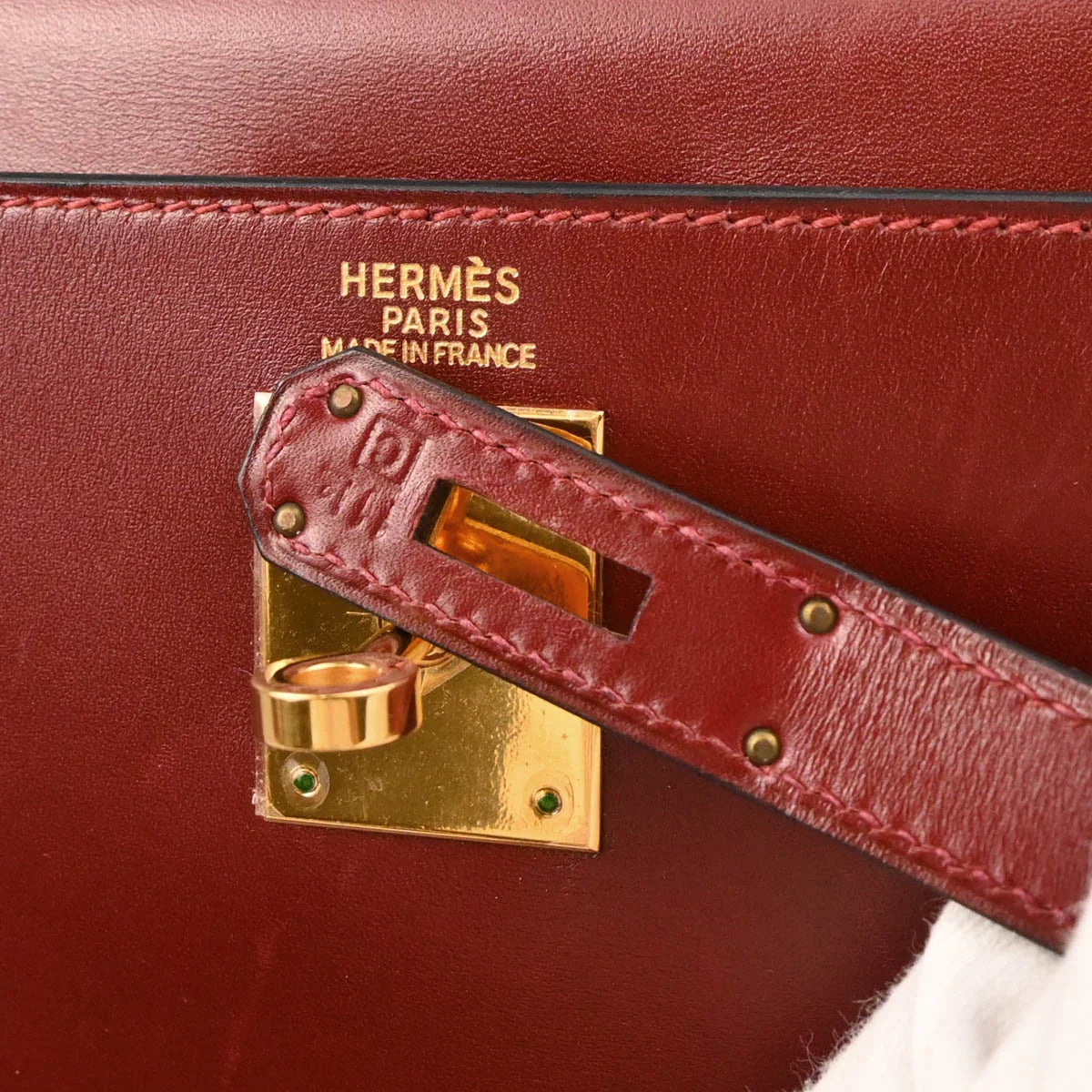 Hermes 1999 Rouge H Box Calf Kelly 32 Retourne Handbag