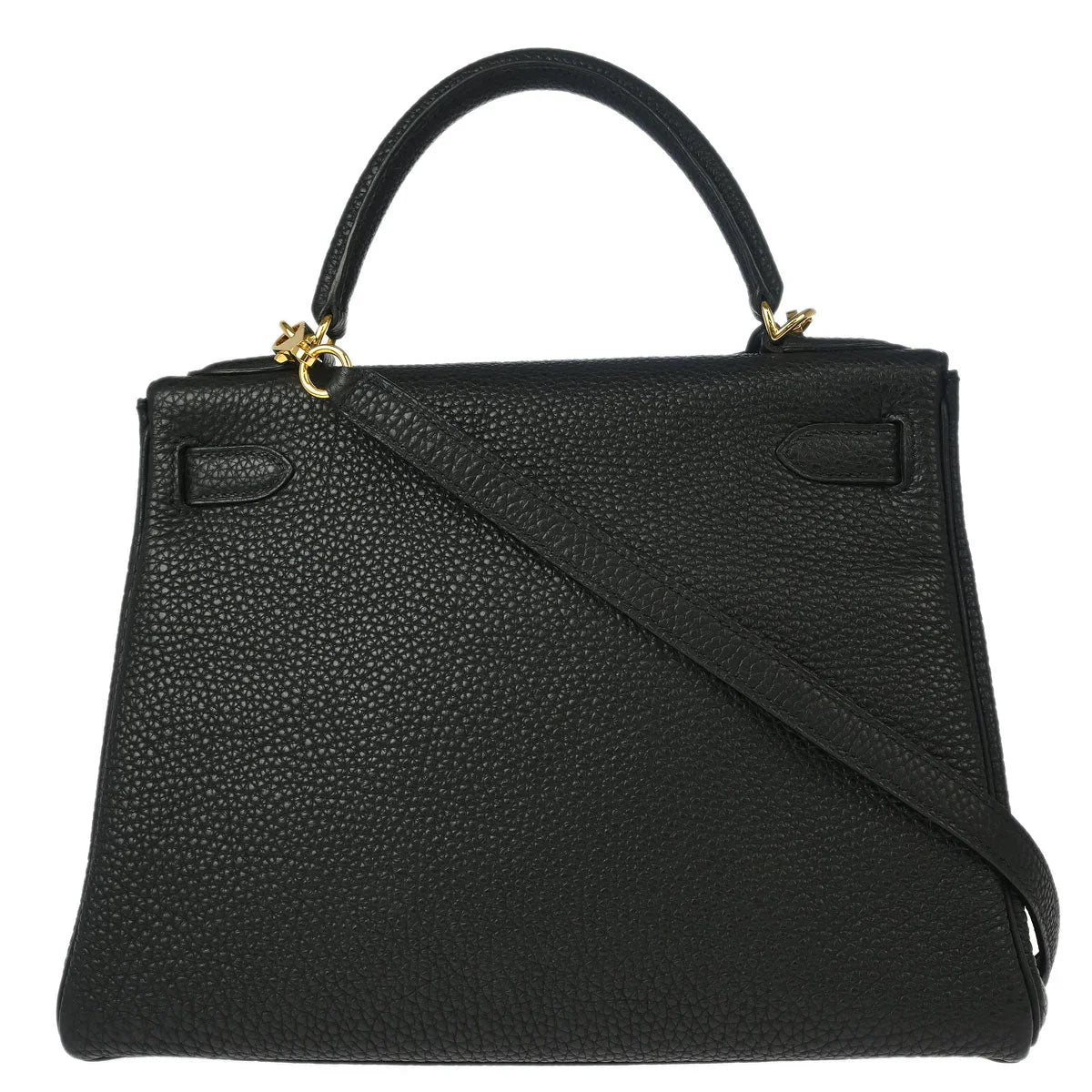Hermes 2007 Black Togo Kelly 28 Retourne 2way Shoulder Handbag