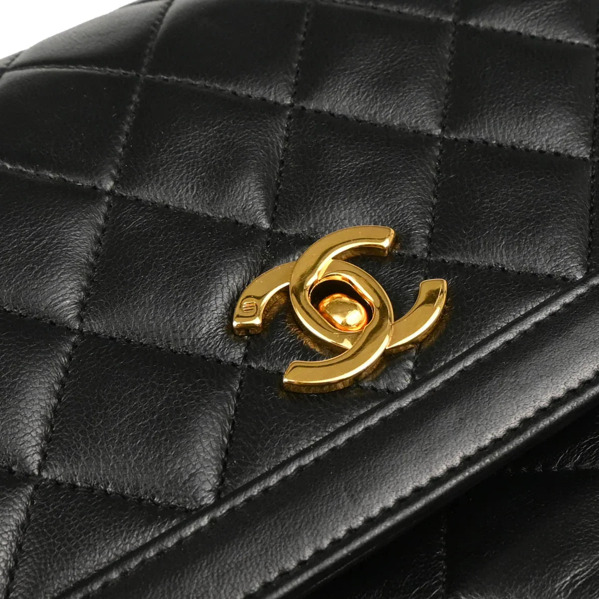 Chanel 1989-1991 Black Lambskin Shoulder Bag