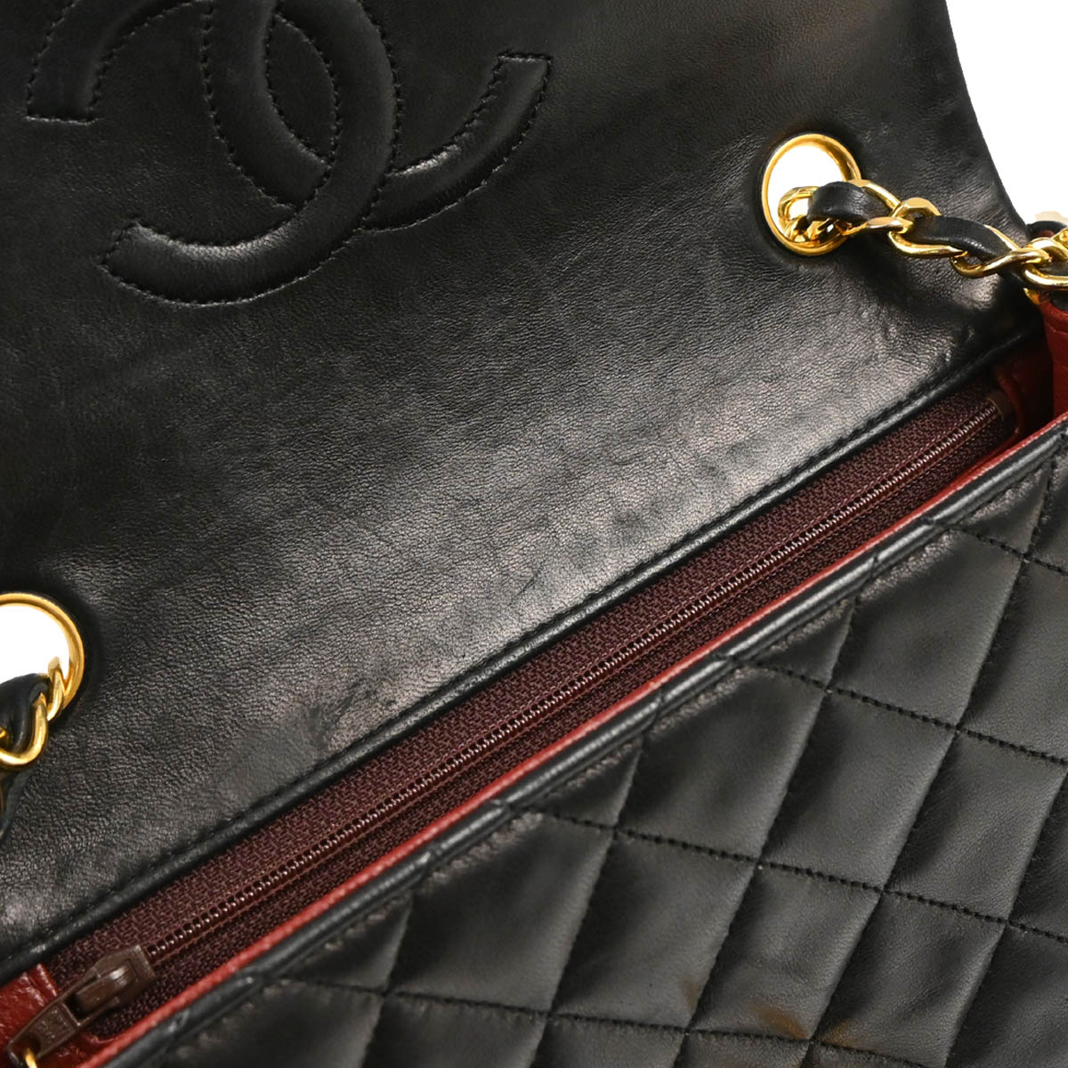 Chanel 1989-1991 Black Lambskin Classic Square Flap Shoulder Bag