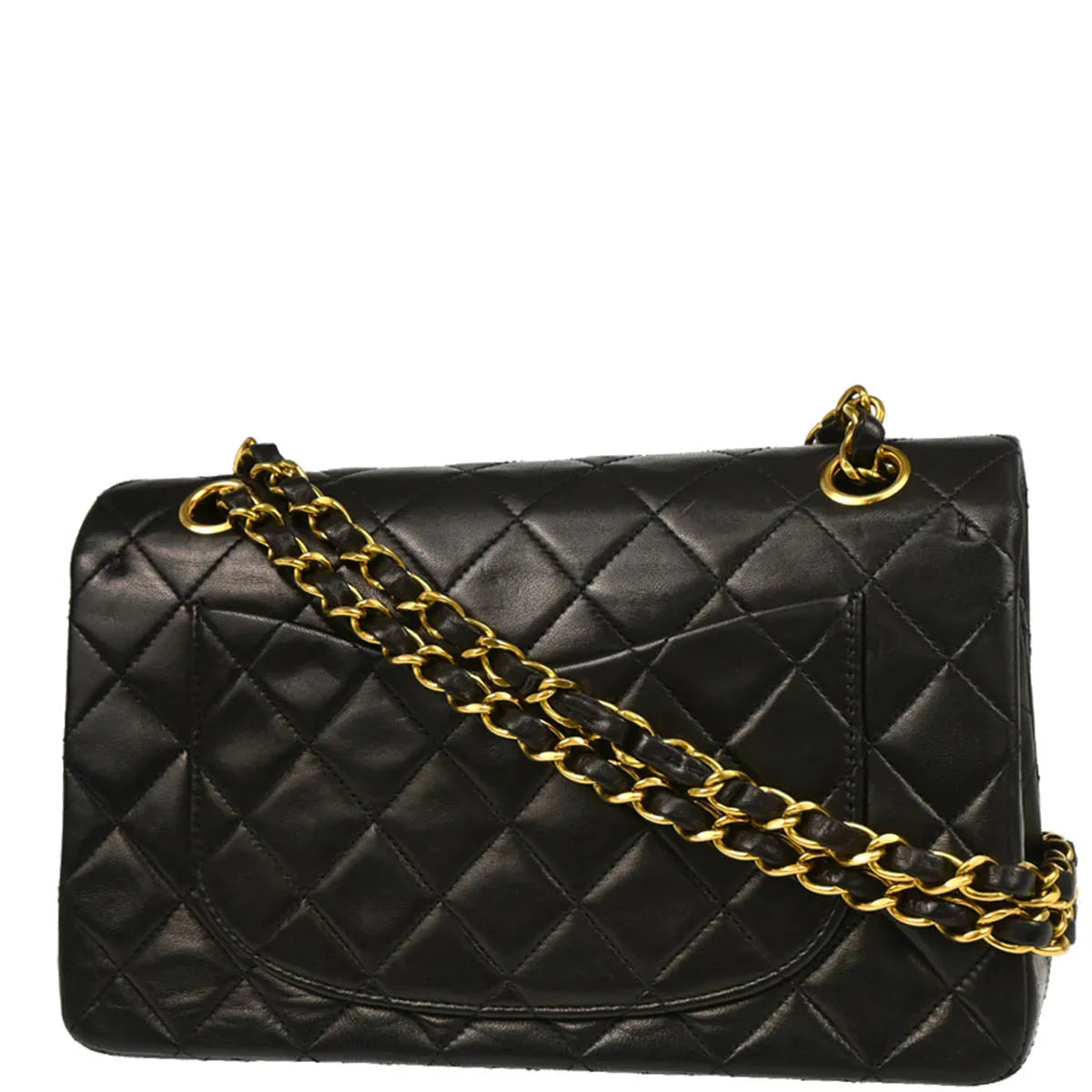 Chanel 1994-1996 Black Lambskin Small Classic Double Flap Shoulder Bag