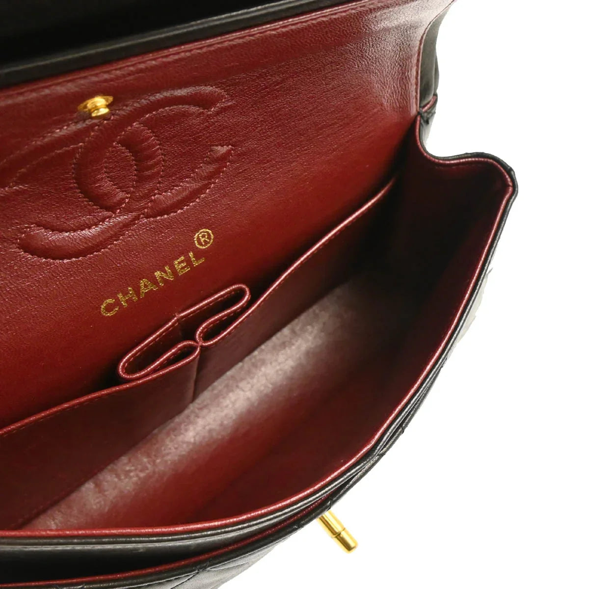 Chanel 1994-1996 Black Lambskin Small Classic Double Flap Shoulder Bag