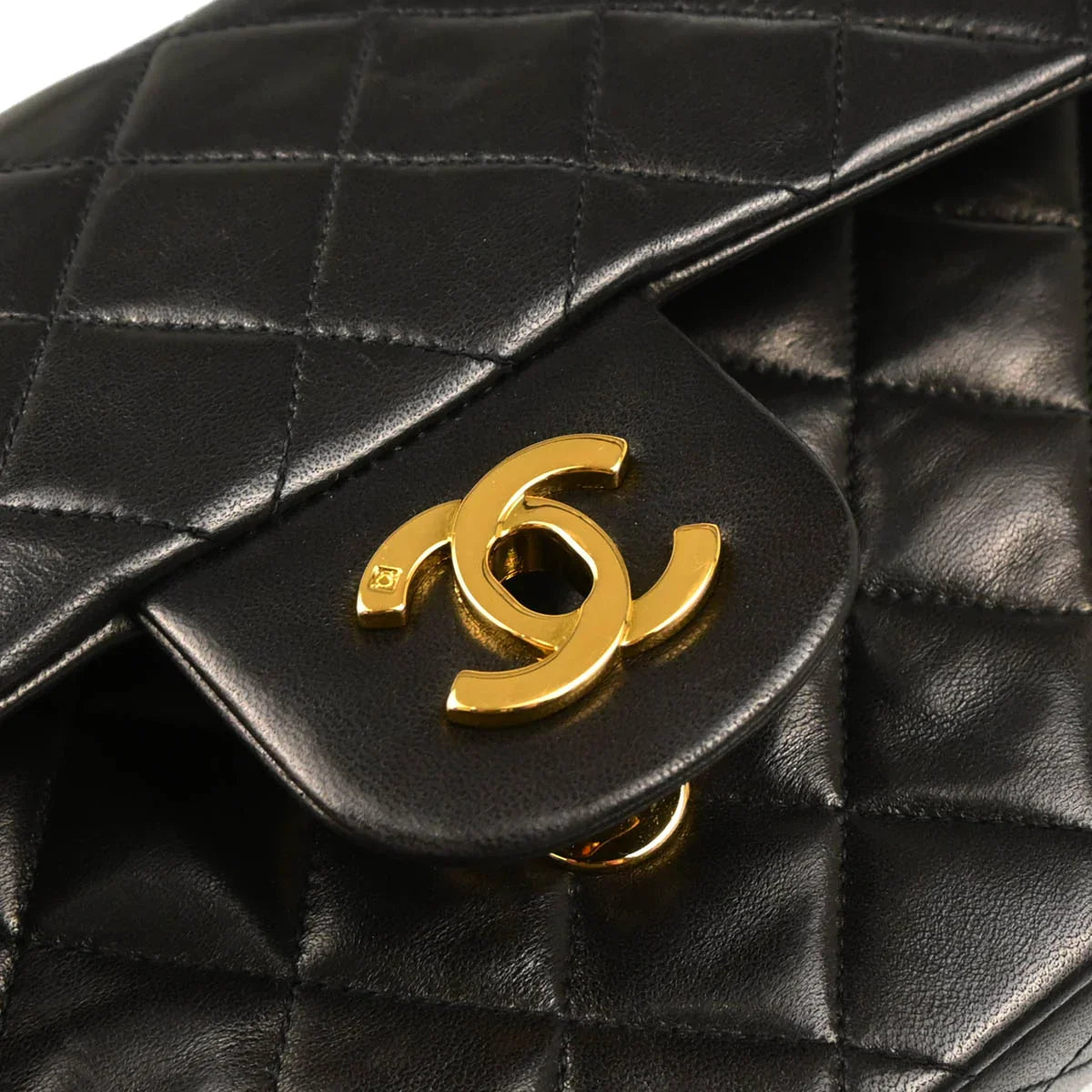 Chanel 1994-1996 Black Lambskin Small Classic Double Flap Shoulder Bag