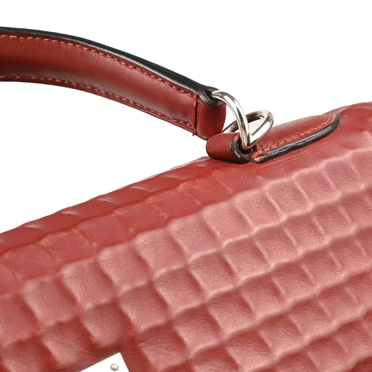 Hermes 2003 Rouge H Ever Deutch Waffle Kelly 32 Sellier 2way Shoulder Handbag