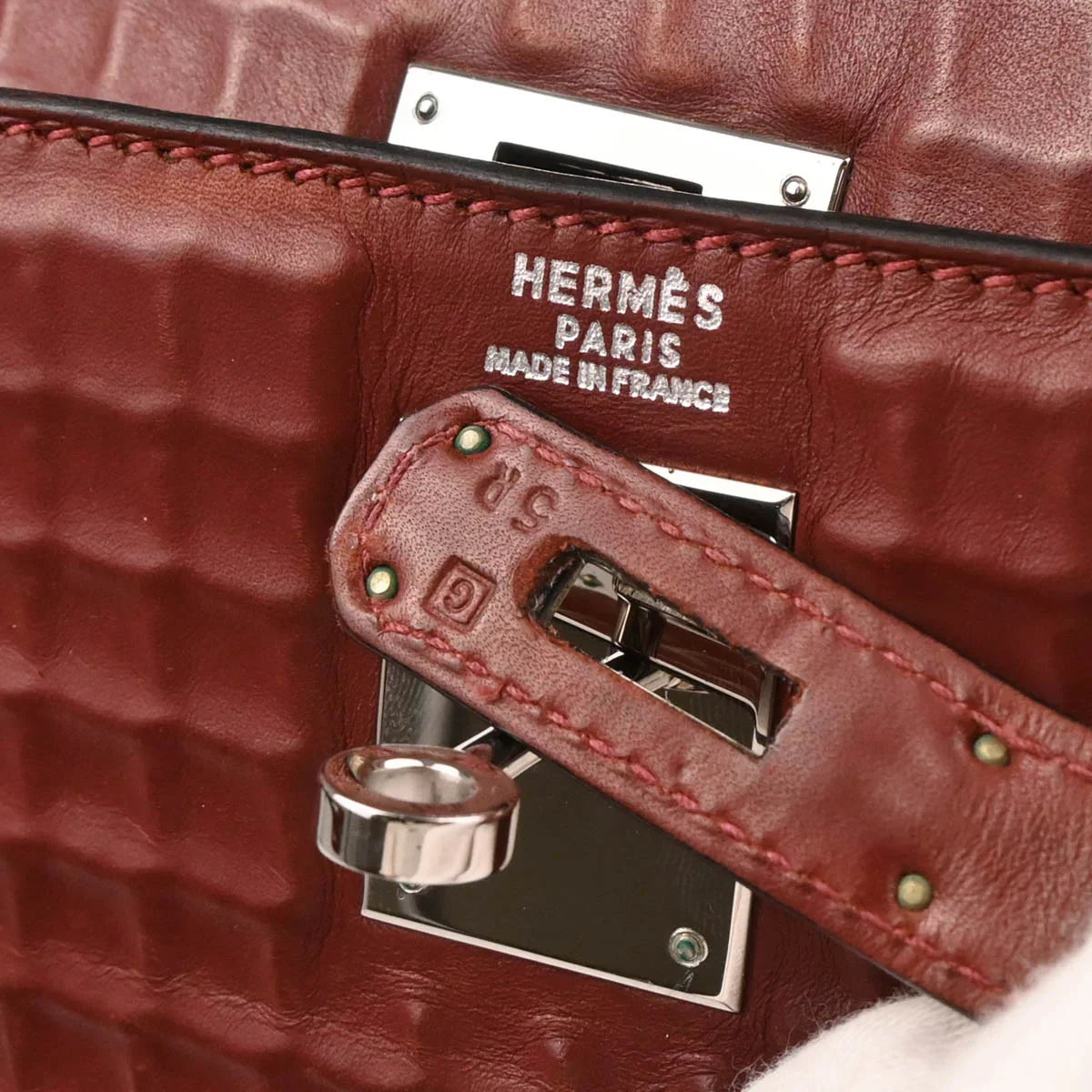 Hermes 2003 Rouge H Ever Deutch Waffle Kelly 32 Sellier 2way Shoulder Handbag