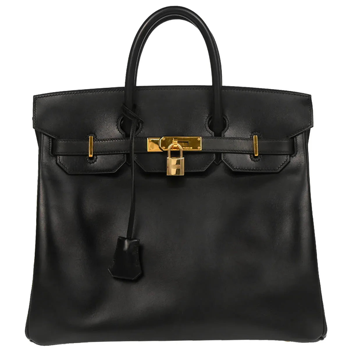 Hermes 1997 Black Box Calf Haut a Courroies 32 Handbag