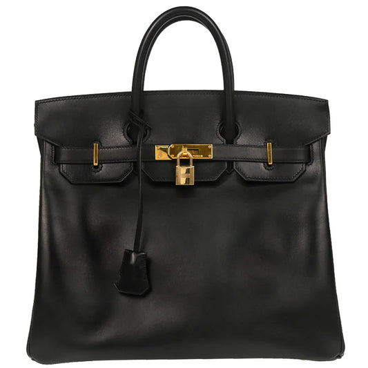 Hermes 1997 Black Box Calf Haut a Courroies 32 Handbag