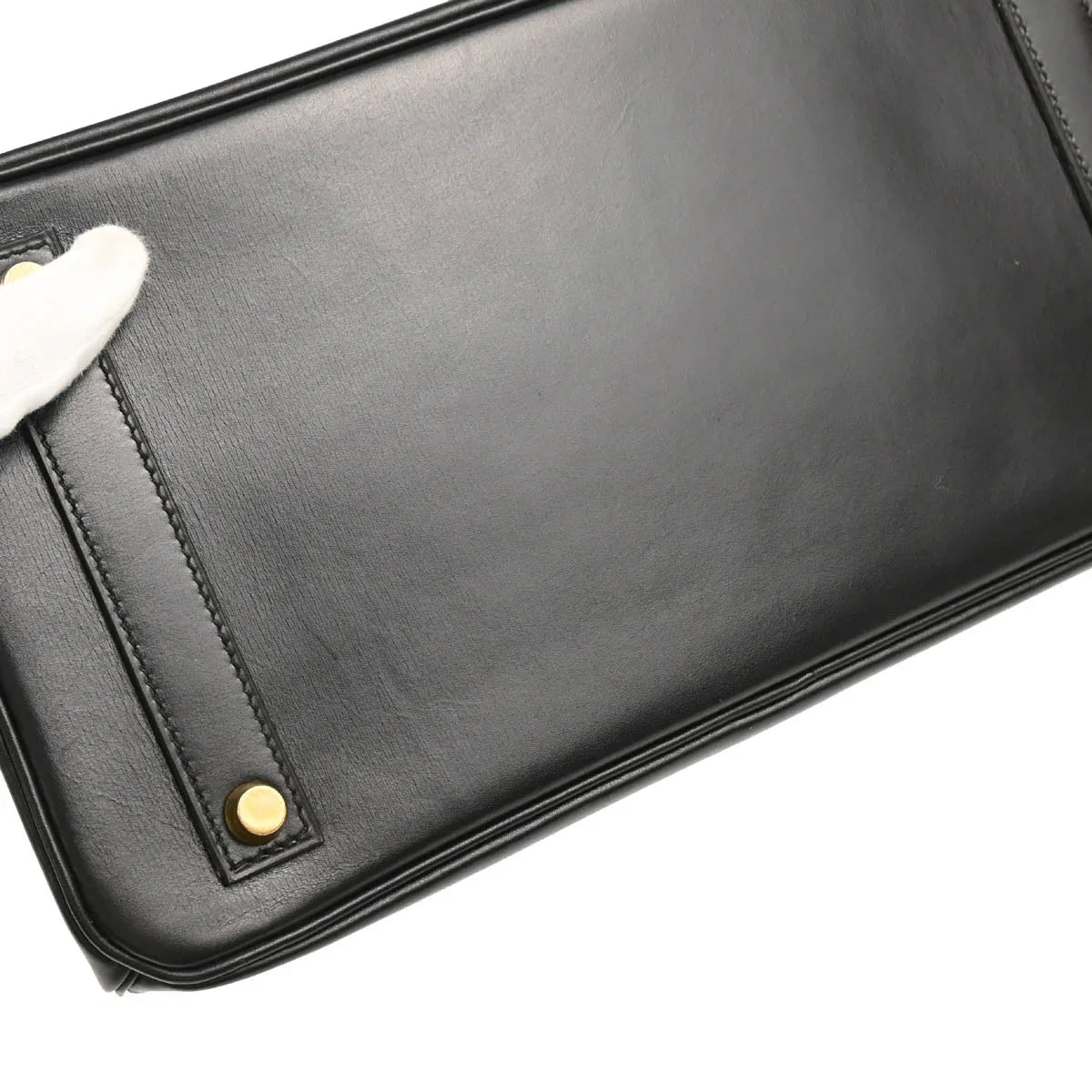 Hermes 1997 Black Box Calf Haut a Courroies 32 Handbag
