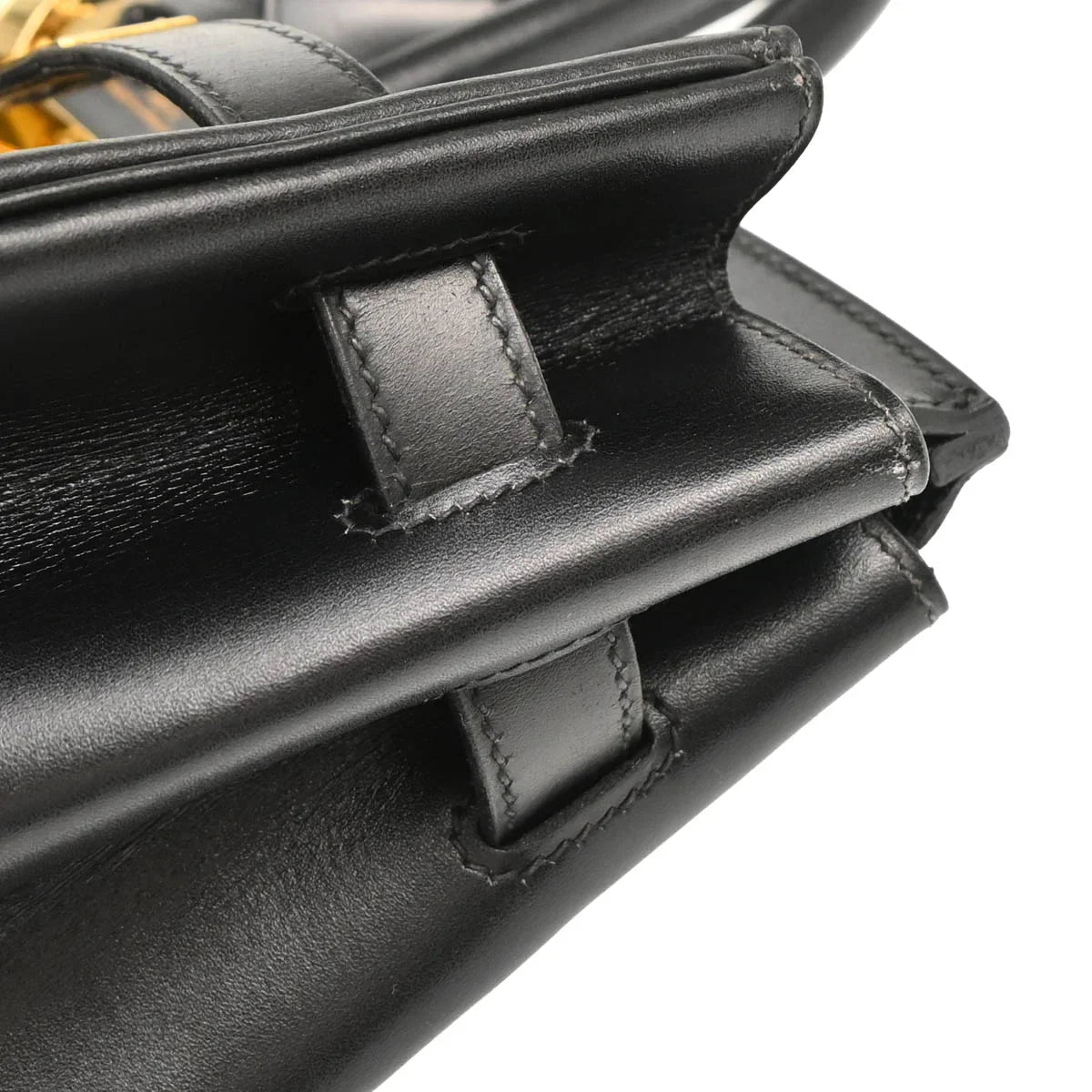 Hermes 1997 Black Box Calf Haut a Courroies 32 Handbag