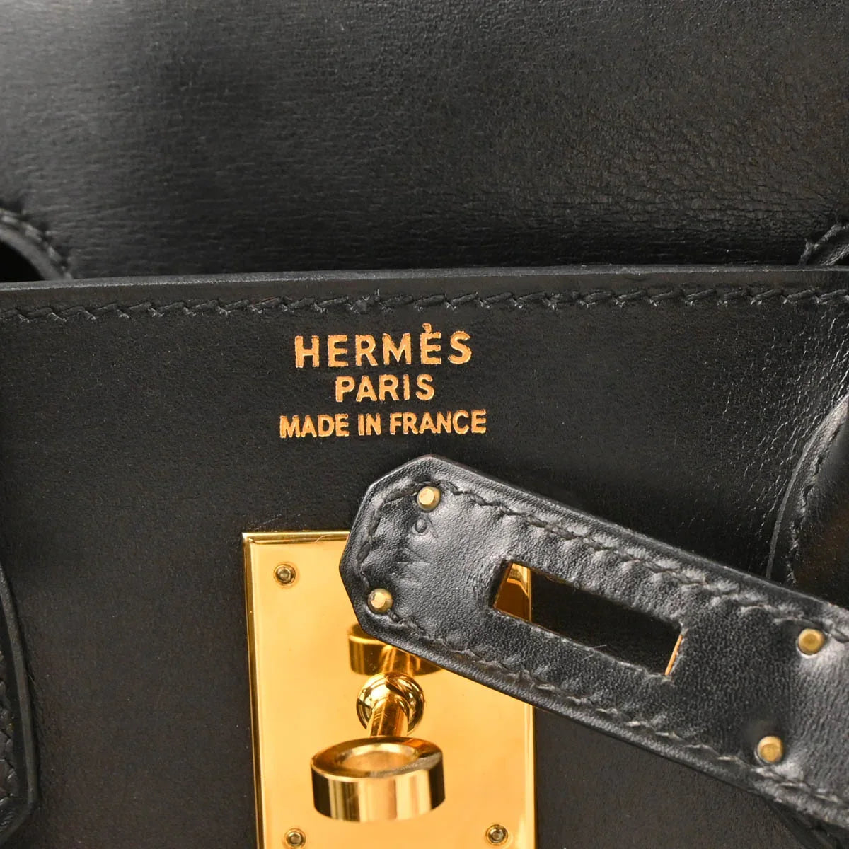 Hermes 1997 Black Box Calf Haut a Courroies 32 Handbag