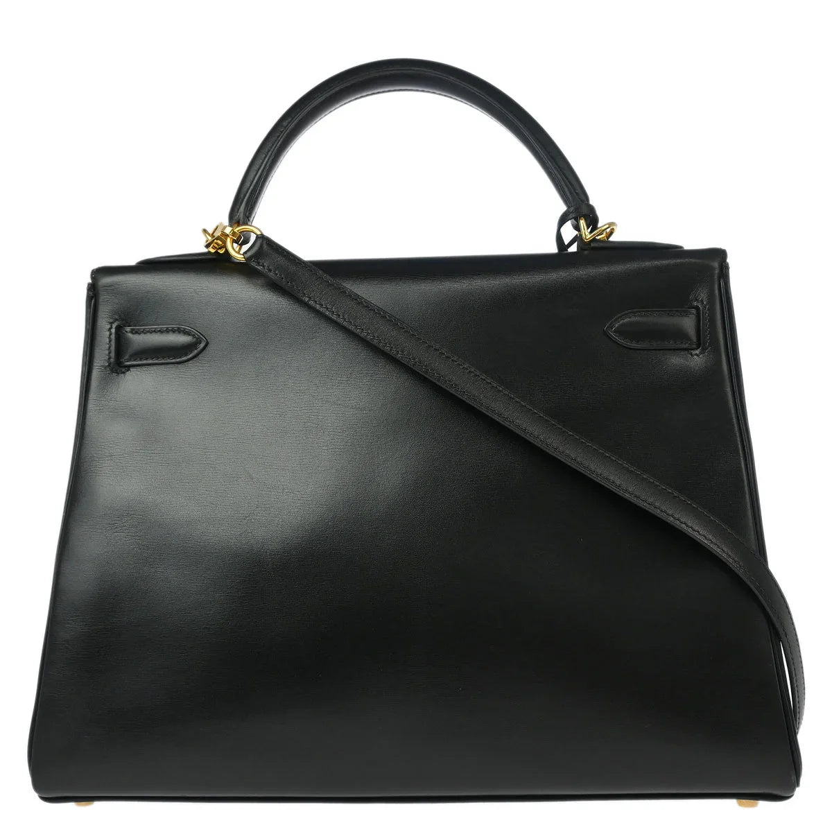 Hermes 2002 Black Box Calf Kelly 32 Retourne 2way Shoulder Handbag