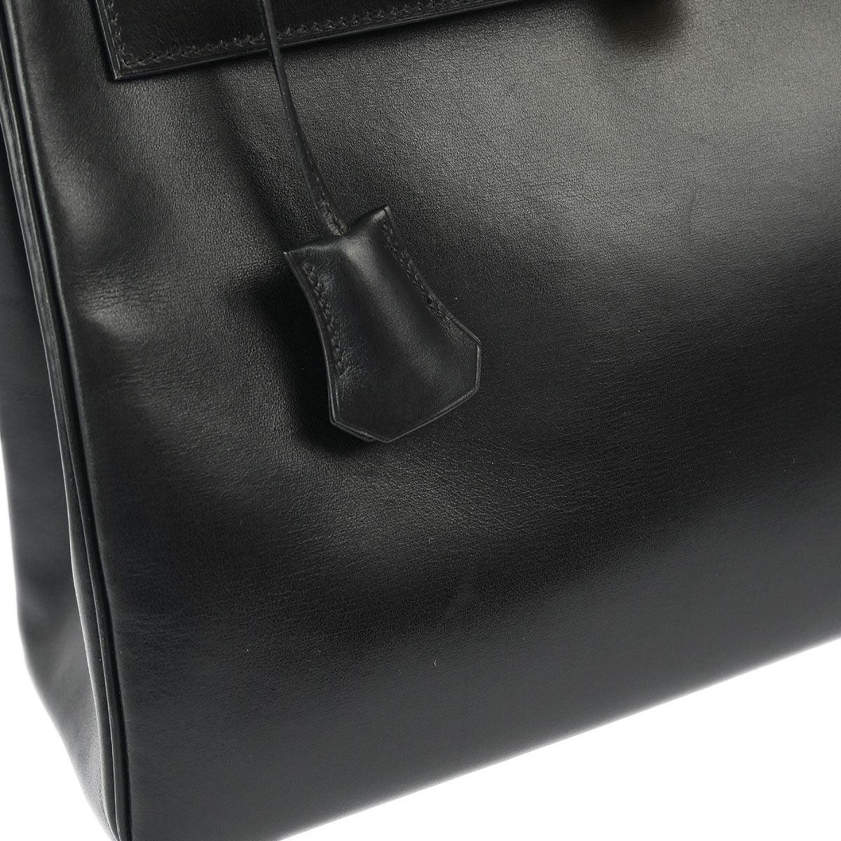 Hermes 2002 Black Box Calf Kelly 32 Retourne 2way Shoulder Handbag