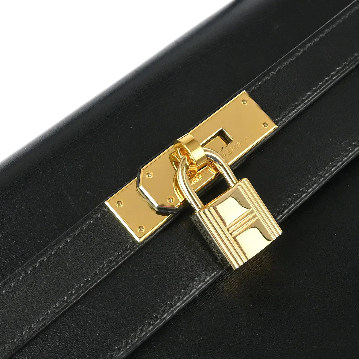 Hermes 2002 Black Box Calf Kelly 32 Retourne 2way Shoulder Handbag