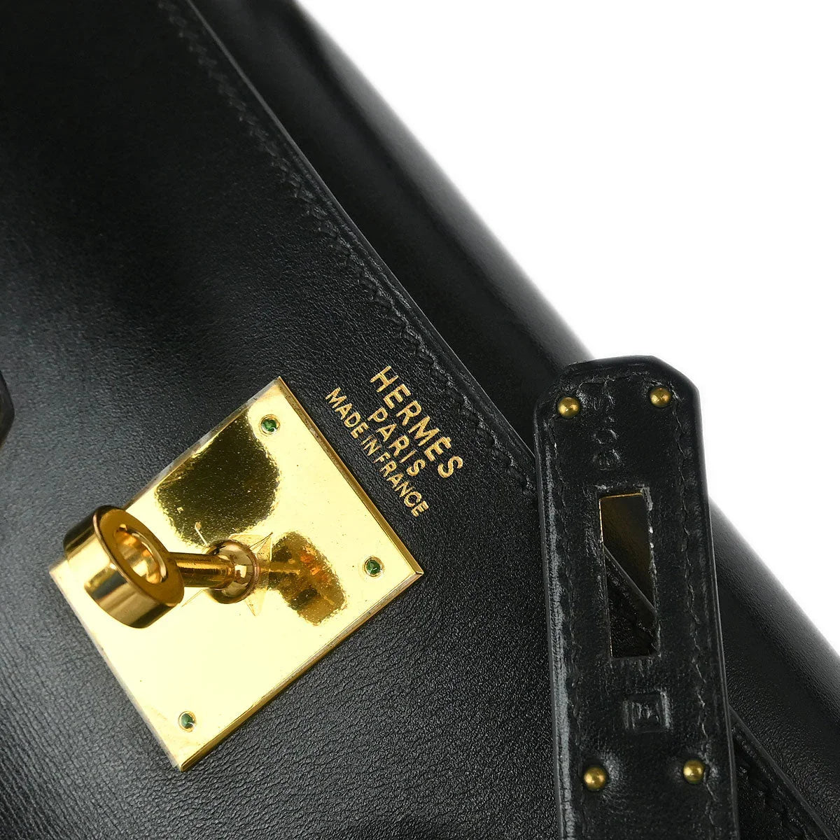 Hermes 2002 Black Box Calf Kelly 32 Retourne 2way Shoulder Handbag