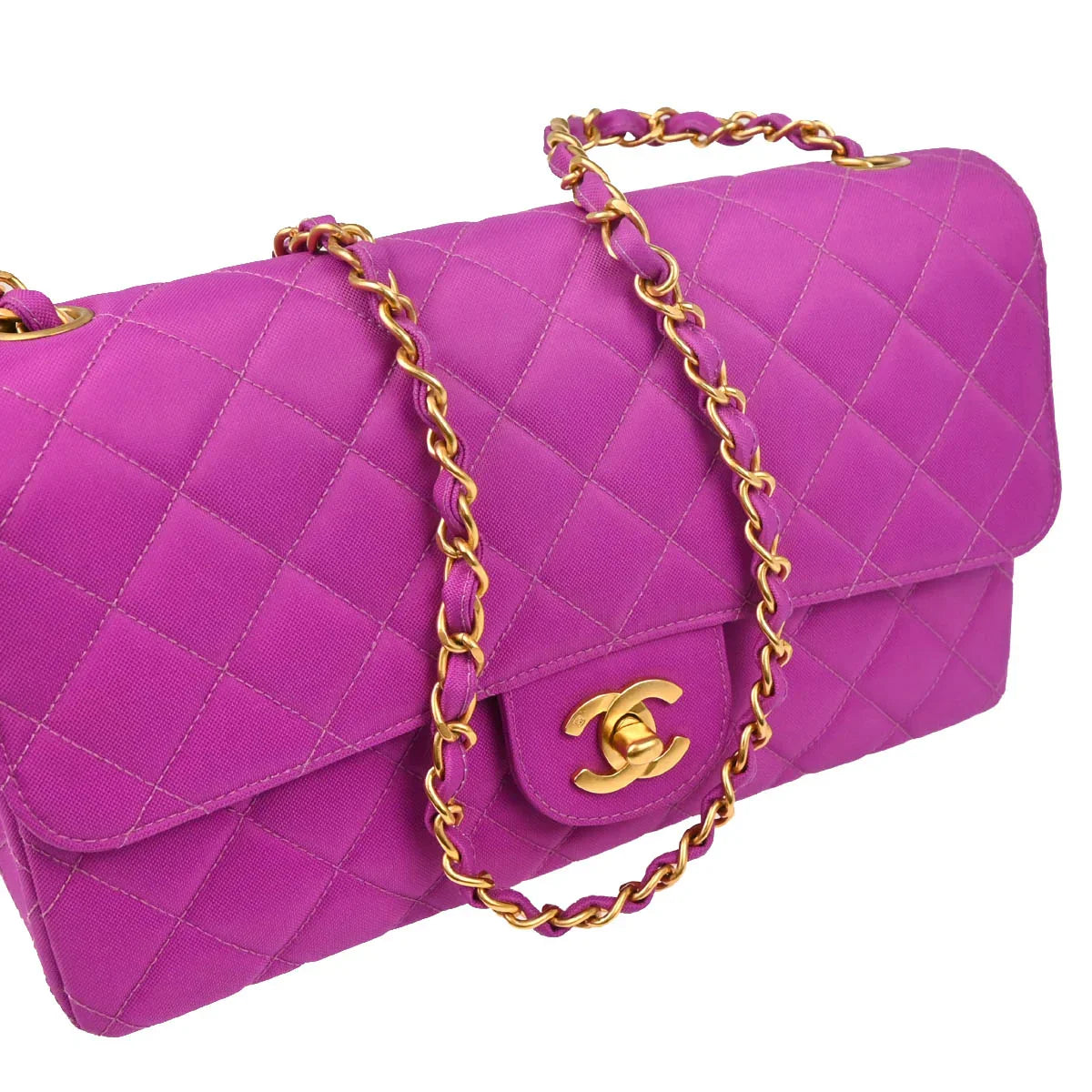 Chanel 1994-1996 Purple Nylon Shoulder Bag