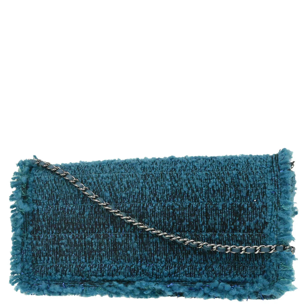 Chanel 2001-2003 Blue Tweed East West Shoulder Bag