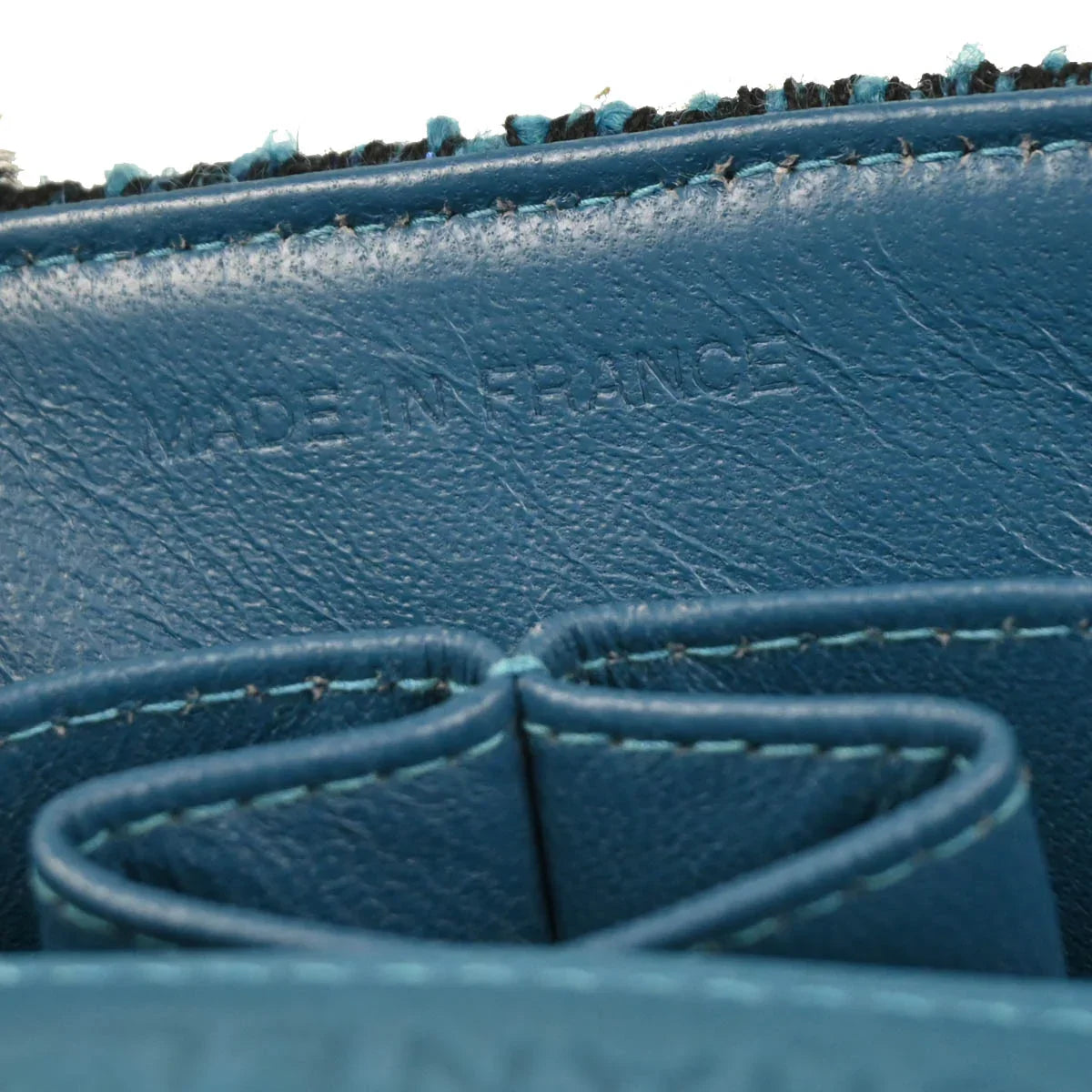 Chanel 2001-2003 Blue Tweed East West Shoulder Bag