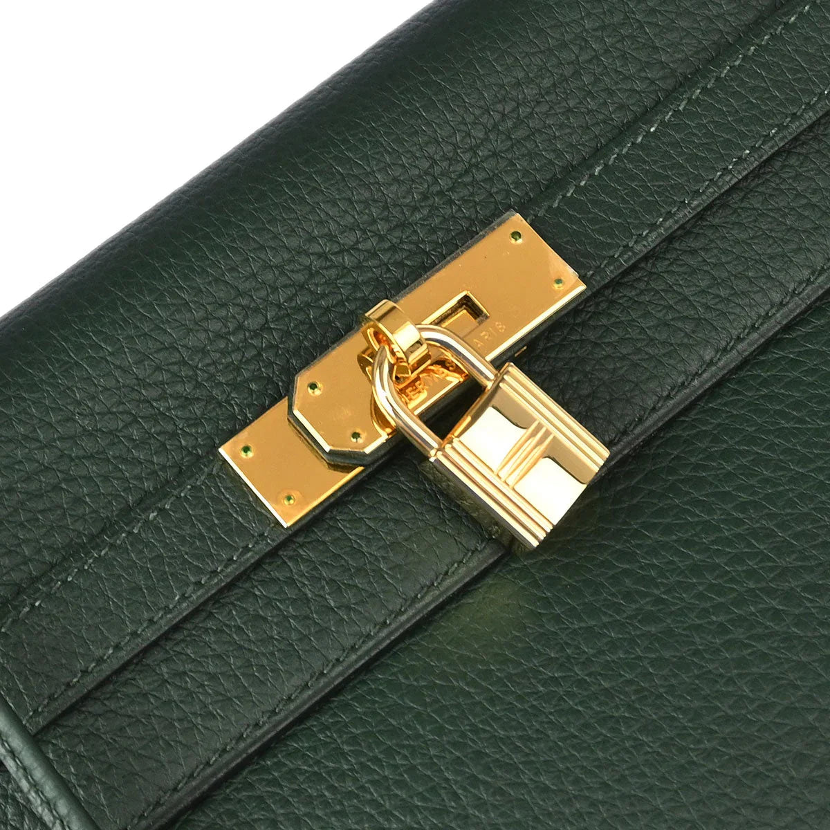 Hermes 2003 Vert Fonce Taurillon Clemence Kelly 35 Retourne 2way Shoulder Handbag
