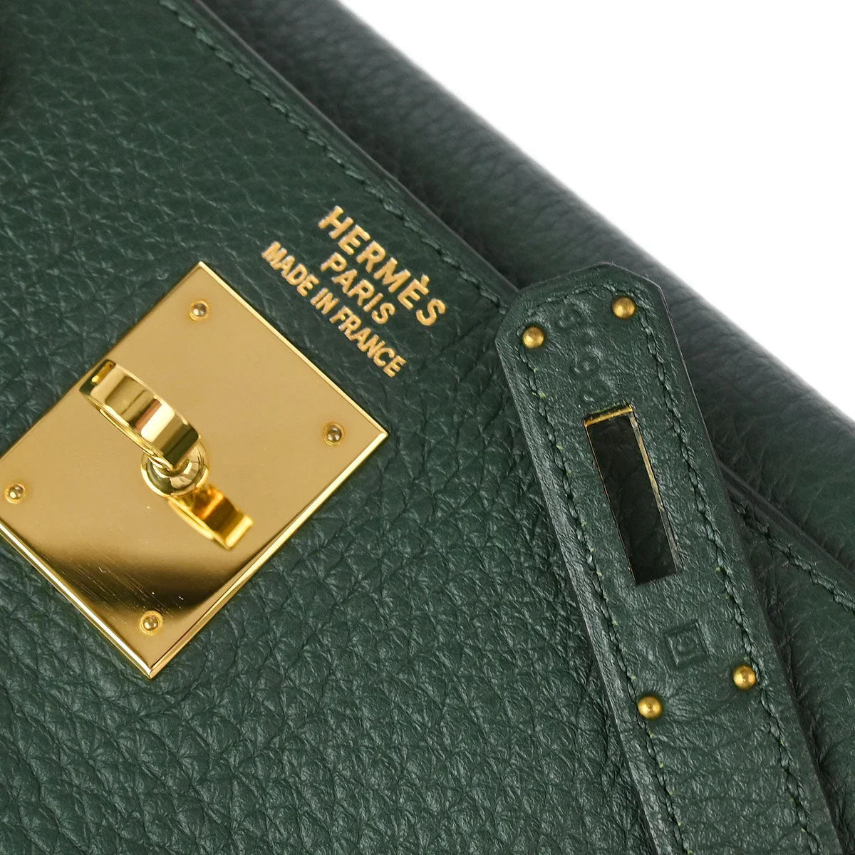 Hermes 2003 Vert Fonce Taurillon Clemence Kelly 35 Retourne 2way Shoulder Handbag