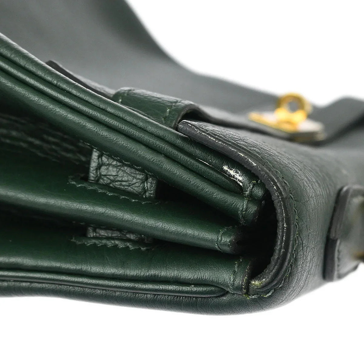Hermes 2003 Vert Fonce Taurillon Clemence Kelly 35 Retourne 2way Shoulder Handbag