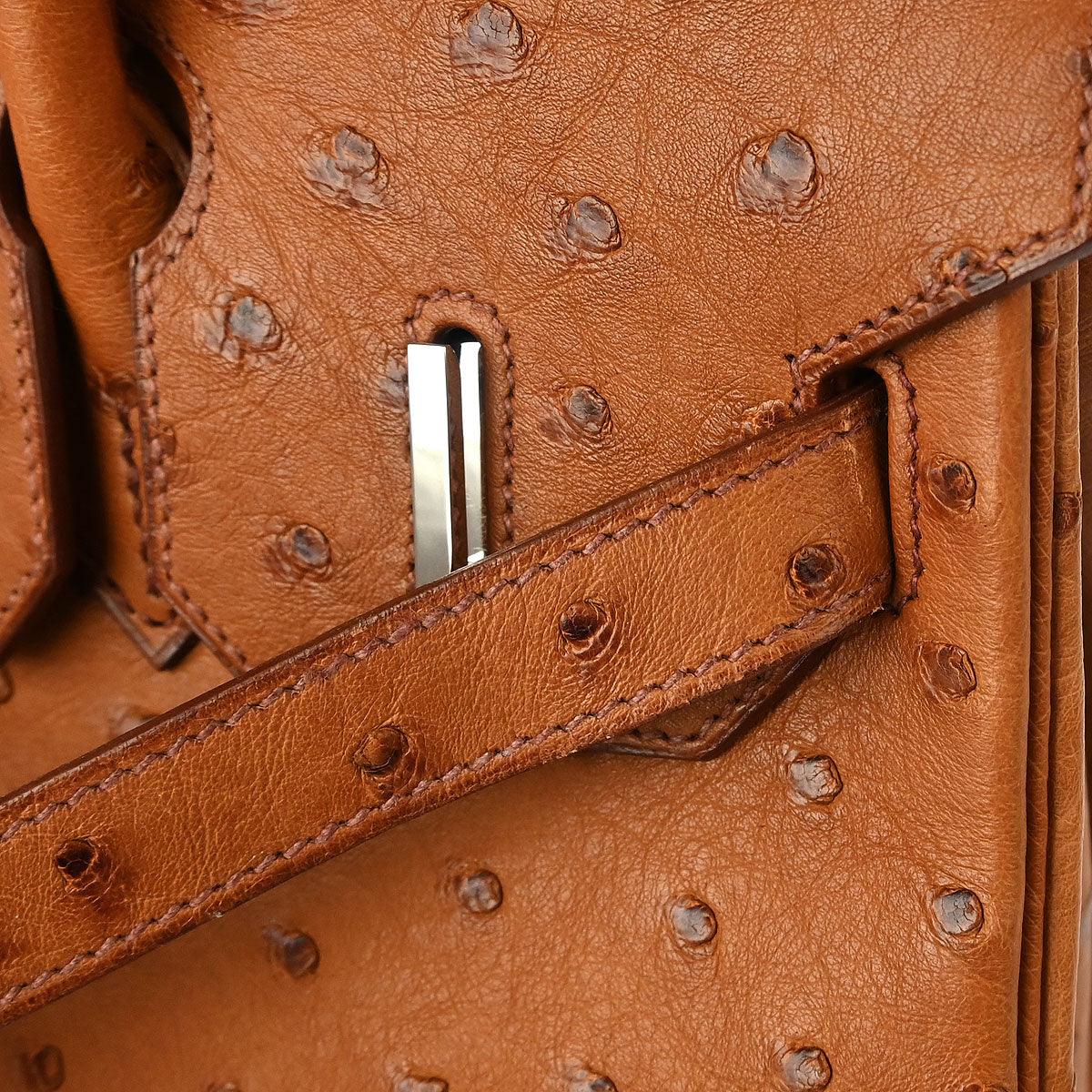 Hermes * 2007 Cognac Ostrich Birkin 30 Handbag