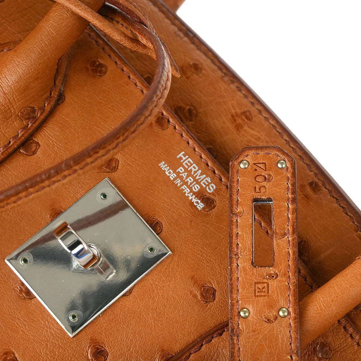 Hermes * 2007 Cognac Ostrich Birkin 30 Handbag