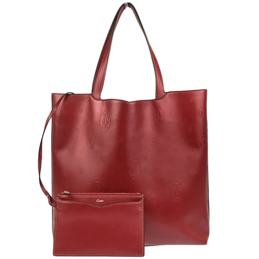 Cartier Bordeaux Leather Happy Birthday Tote Handbag