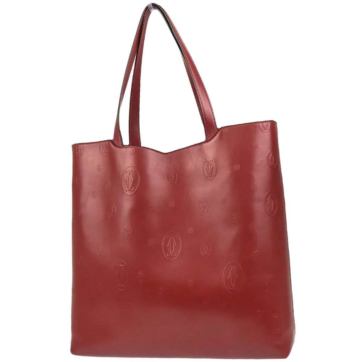 Cartier Bordeaux Leather Happy Birthday Tote Handbag