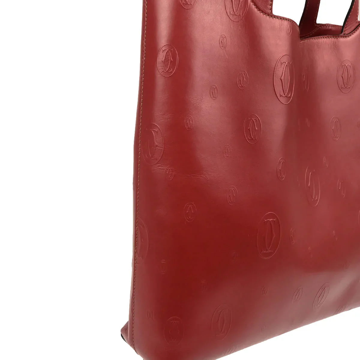 Cartier Bordeaux Leather Happy Birthday Tote Handbag