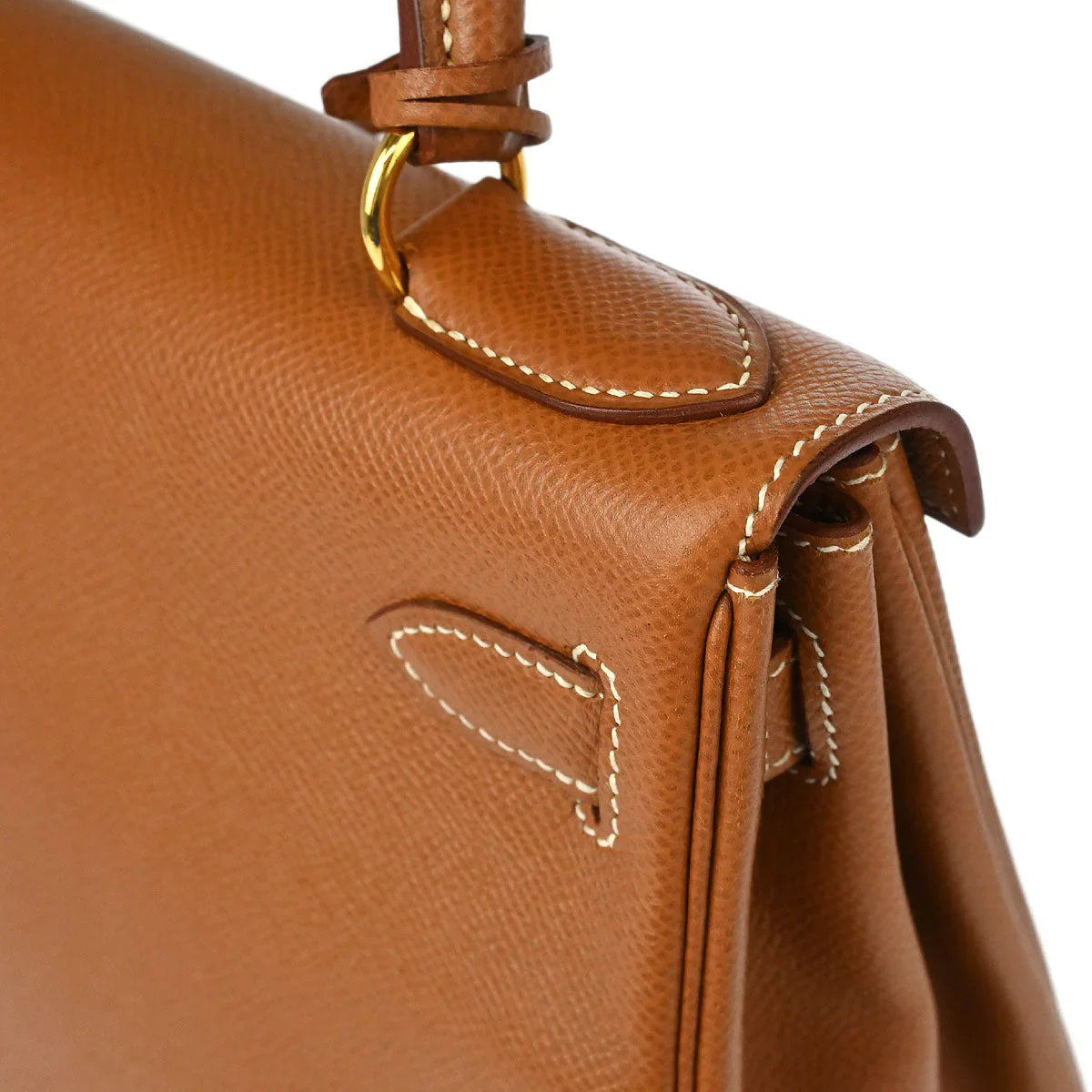 Hermes 1997 Gold Courchevel Kelly 28 Retourne 2way Shoulder Handbag